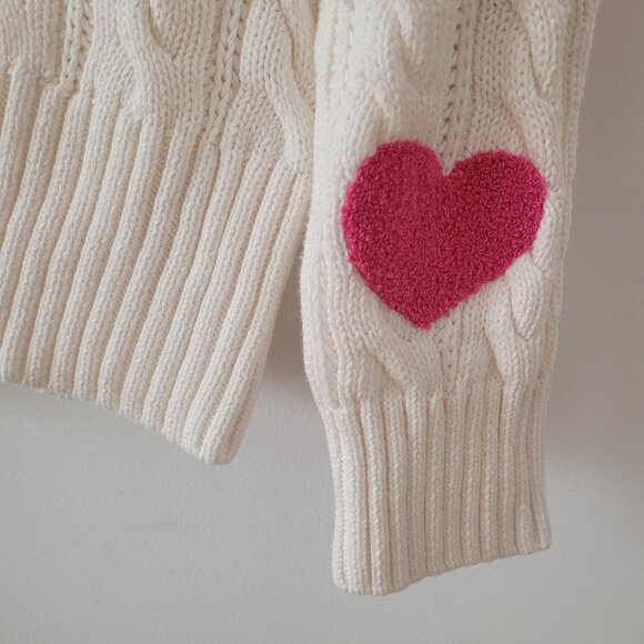 NWT Beach Riot @ Anthrolpologie Knit + Fuzzy Heart Sweater-XL - Picture 3 of 7